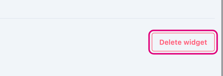 The Delete widget button, highlighted