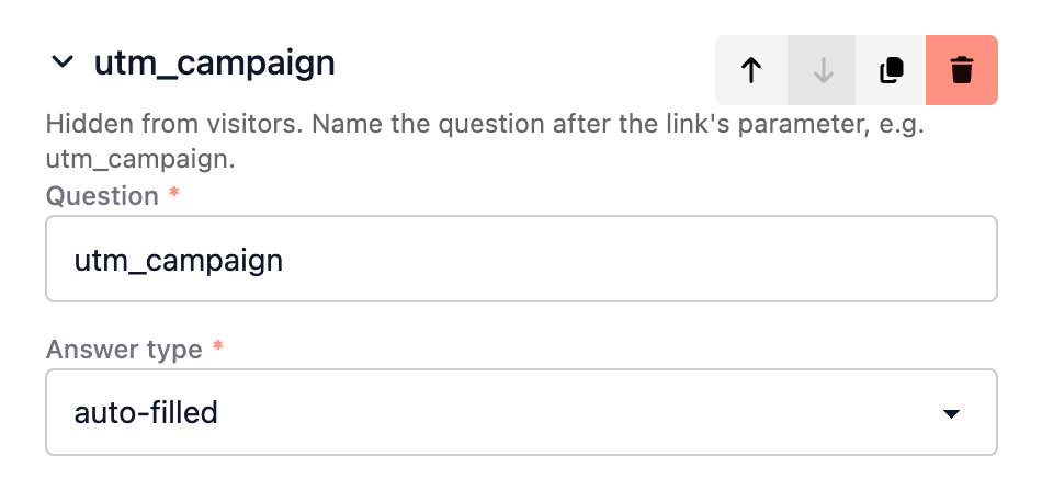 An auto-filled question named utm_campaign